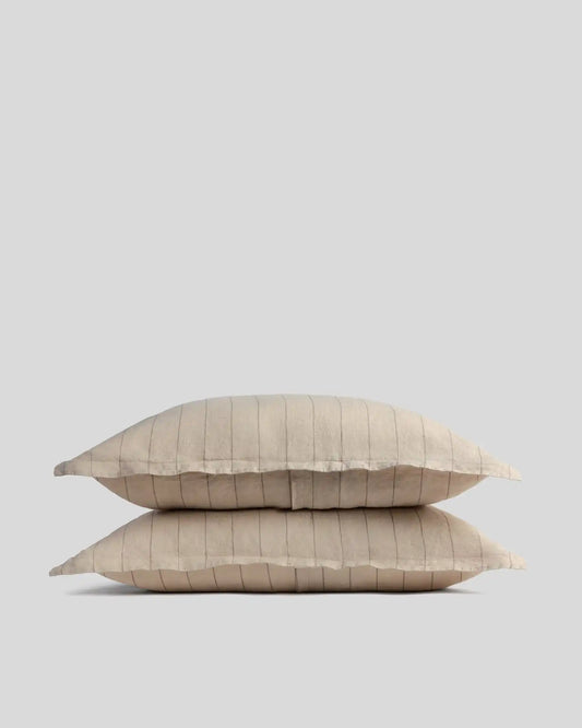 Linen Sham Set (Bone Stripe)