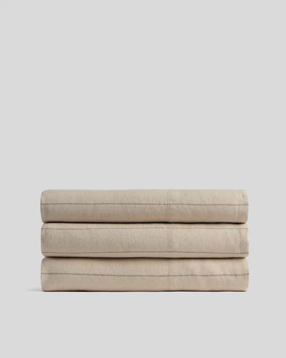 Linen Top Sheet (Bone Stripe)