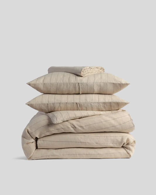 Linen Venice Set - Bone Stripe F/Q