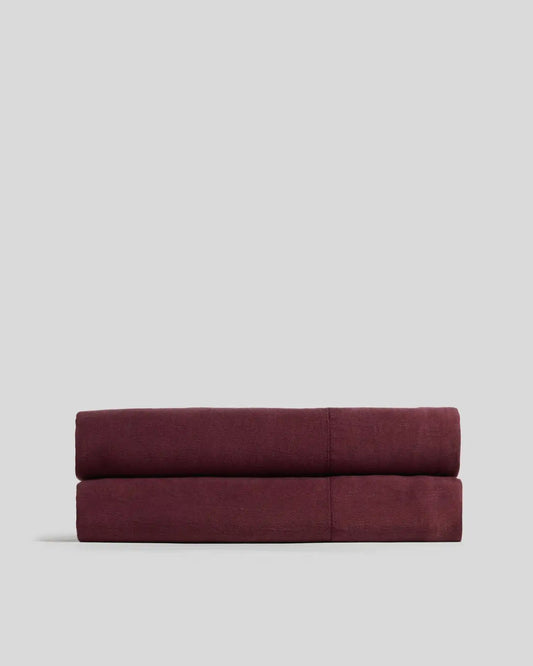 Linen Tencel Fitted Sheet (Garnet)