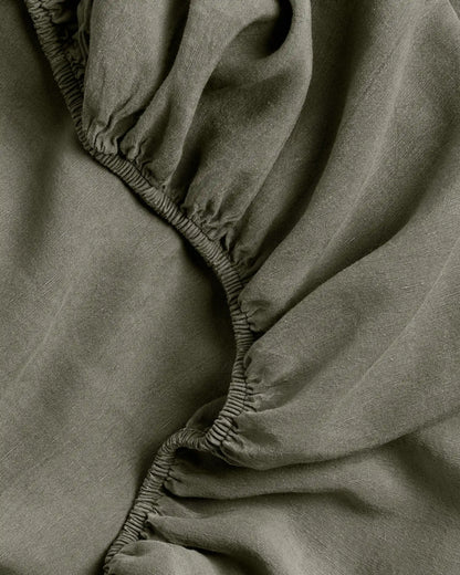 Linen Tencel Fitted Sheet - FINAL SALE (Moss)
