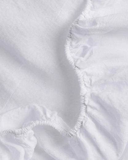 Linen Tencel Fitted Sheet (White)