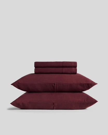 Linen Tencel Sheet Set - Garnet F/Q