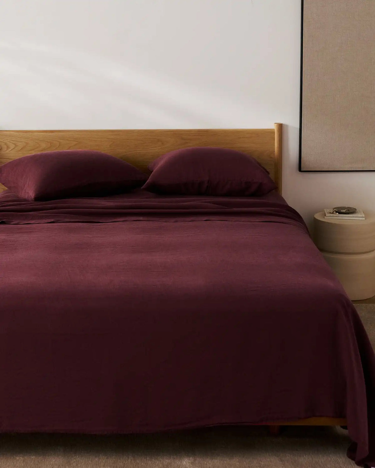 Linen Tencel Fitted Sheet (Garnet)