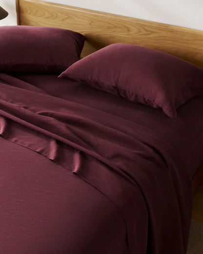 Linen Tencel Fitted Sheet (Garnet)