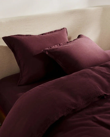 Linen Tencel Duvet Cover Set - Garnet K/CK