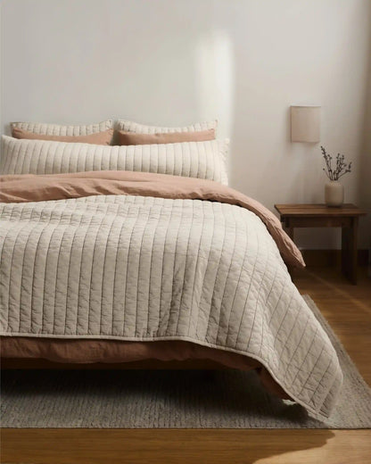 Garment Dyed Channel Body Pillow Cover - FINAL SALE (Bone)