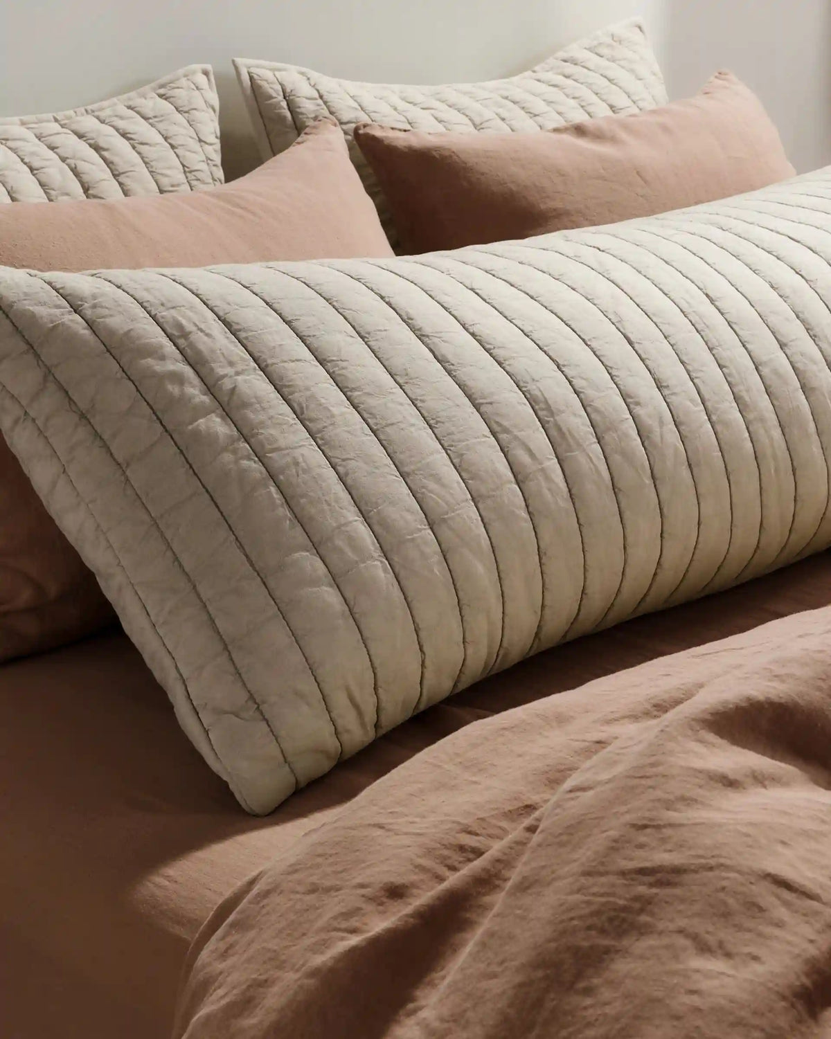 Garment Dyed Channel Body Pillow Cover - FINAL SALE (Bone)