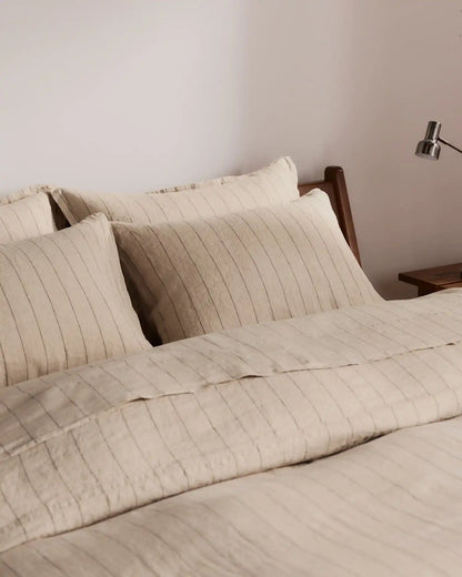 Linen Sham Set (Bone Stripe)