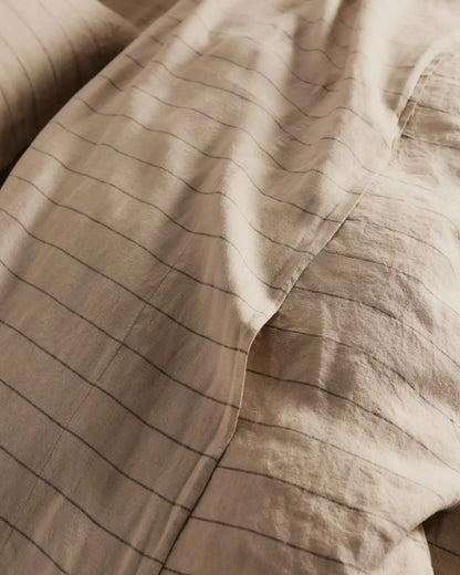 Linen Top Sheet (Bone Stripe)