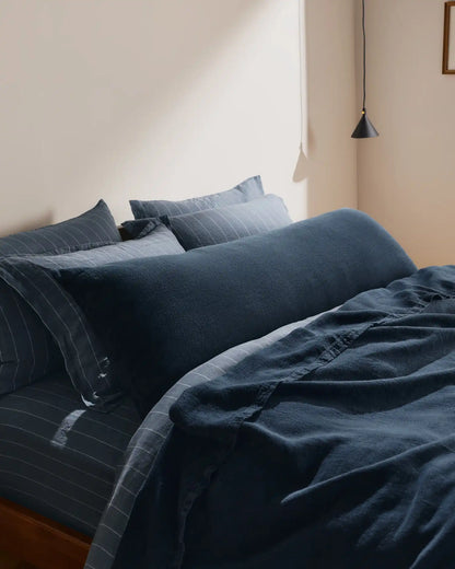 Vintage Linen Body Pillow Cover (Ink)