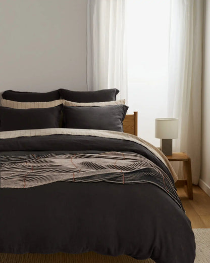 Organic Two Tone Rib Knit Throw (Toast and Onyx)