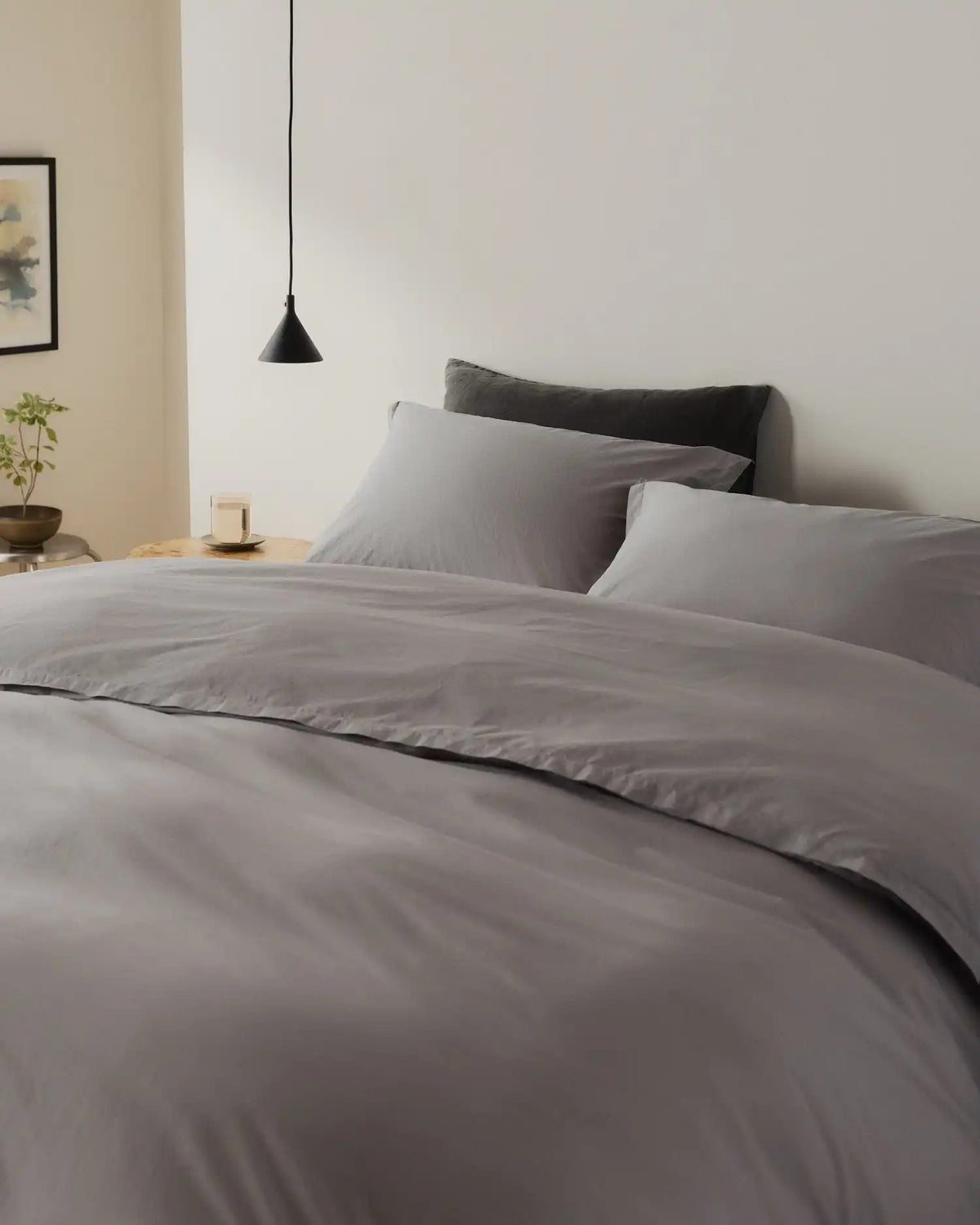 Percale Duvet Cover Set - Pebble F/Q