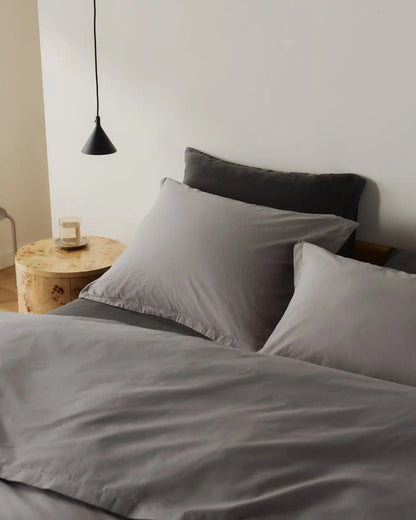 Percale Duvet Cover Set - Pebble F/Q