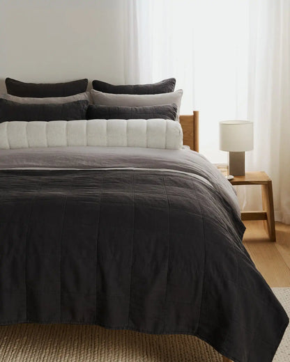 Linen Box Quilted Euro Sham (Onyx)