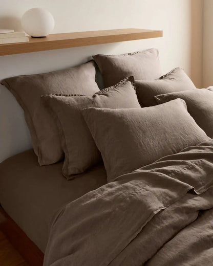 Linen Fitted Sheet (Warm Grey)