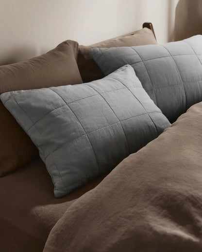 Linen Box Quilted Sham Set (Sky)