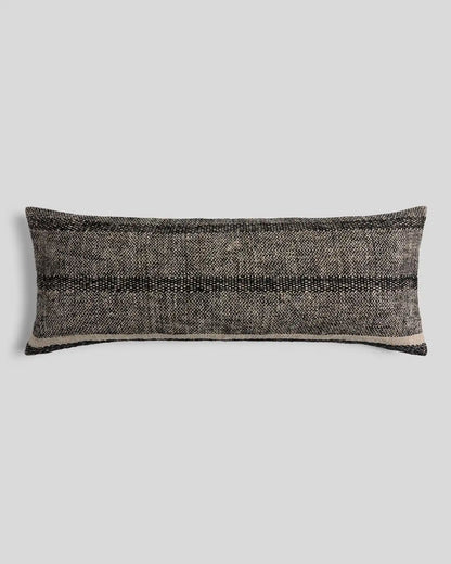 Marfa Stripe Lumbar Pillow Cover (Soft Black and Natural)