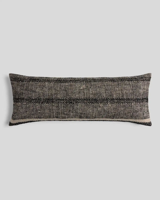 Marfa Stripe Lumbar Pillow Cover (Soft Black and Natural)