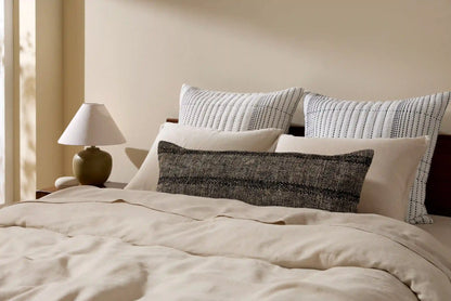 Marfa Stripe Lumbar Pillow Cover (Soft Black and Natural)