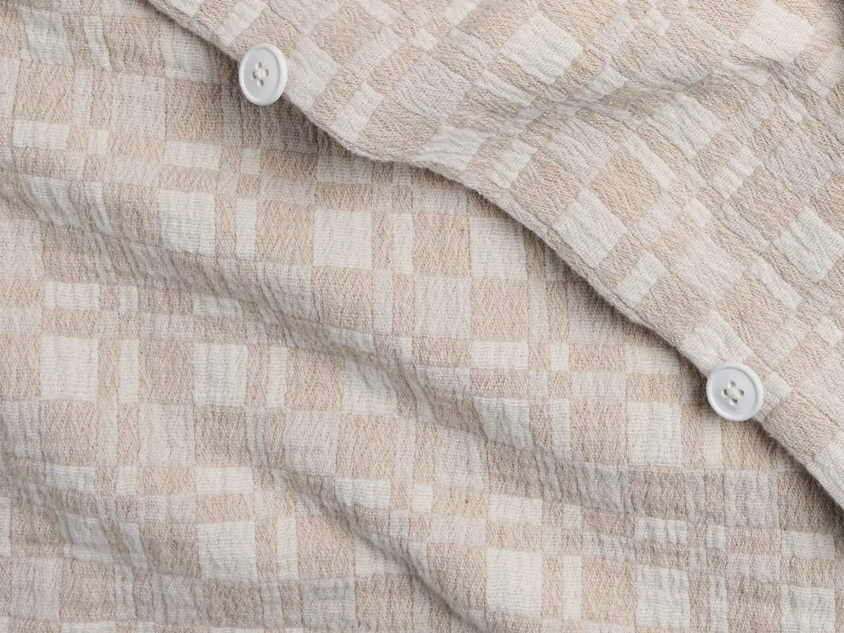 Modern Check Jacquard Duvet Cover (Cream and Bone)