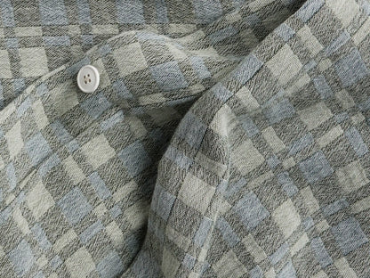 Modern Check Jacquard Duvet Cover (Dusk and Moss)