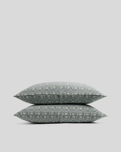 Modern Check Jacquard Sham Set (Dusk and Moss)