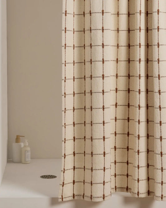Organic Oasis Shower Curtain (Natural and Tobacco)