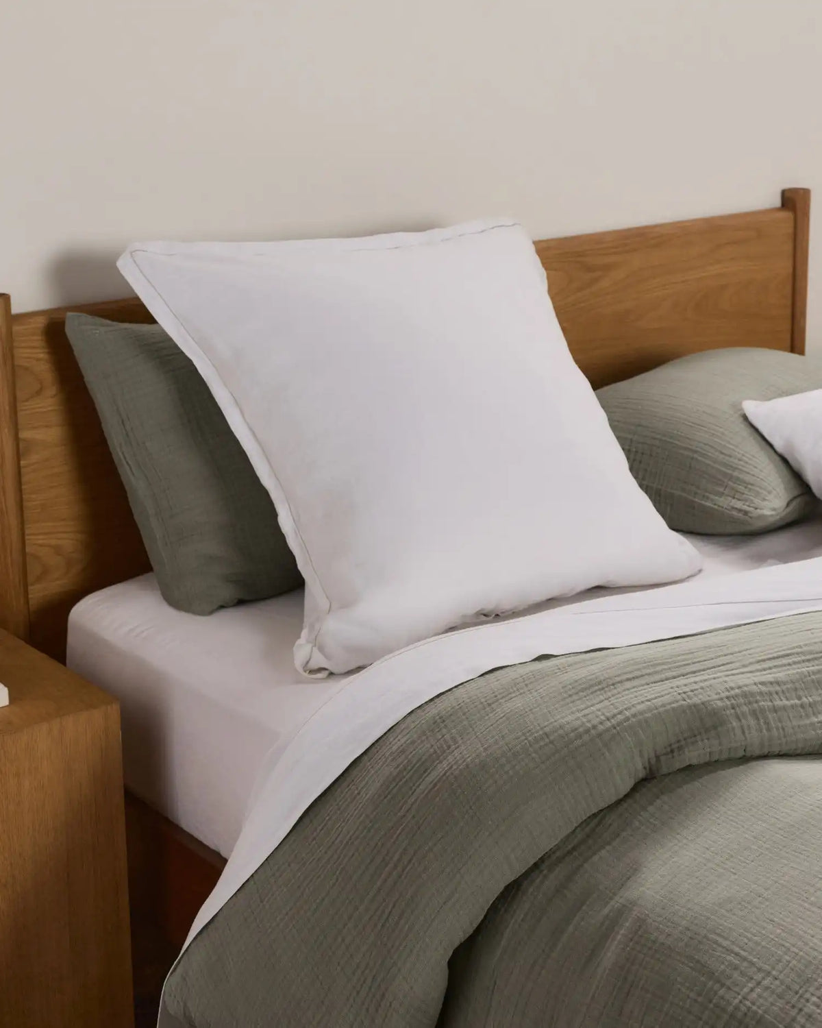 Linen Tencel Euro Sham (White)