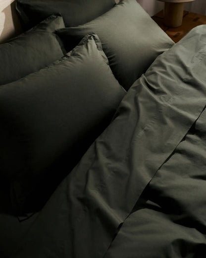 Percale Duvet Cover Set - Evergreen K/CK