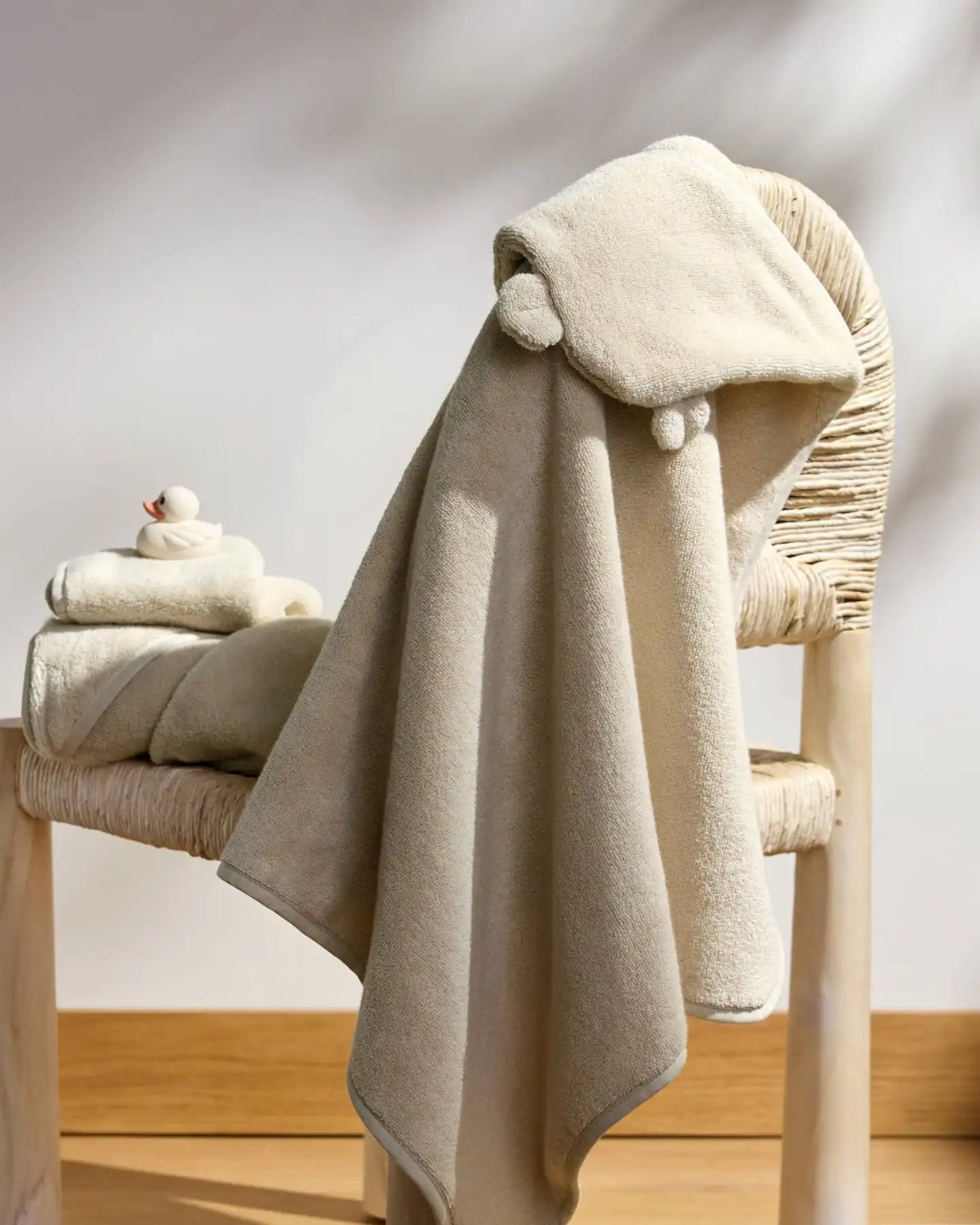 Organic Hooded Toddler Towel with Ears (Natural)