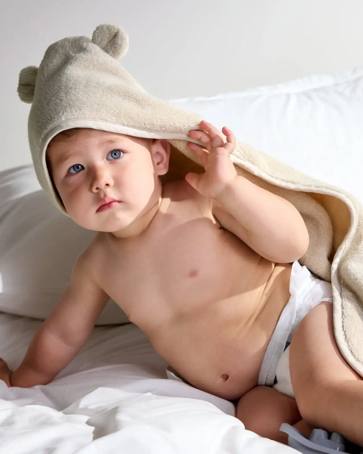 Organic Hooded Toddler Towel with Ears (Natural)
