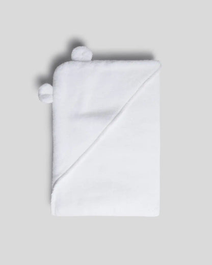 Organic Hooded Toddler Towel with Ears (White)
