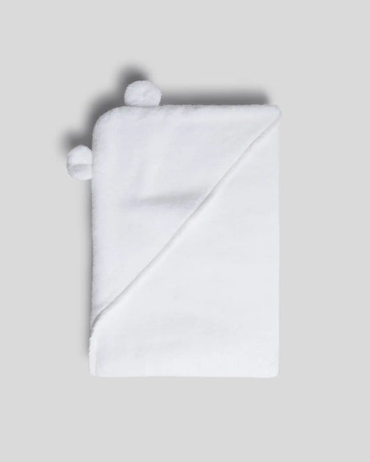 Organic Hooded Toddler Towel with Ears (White)