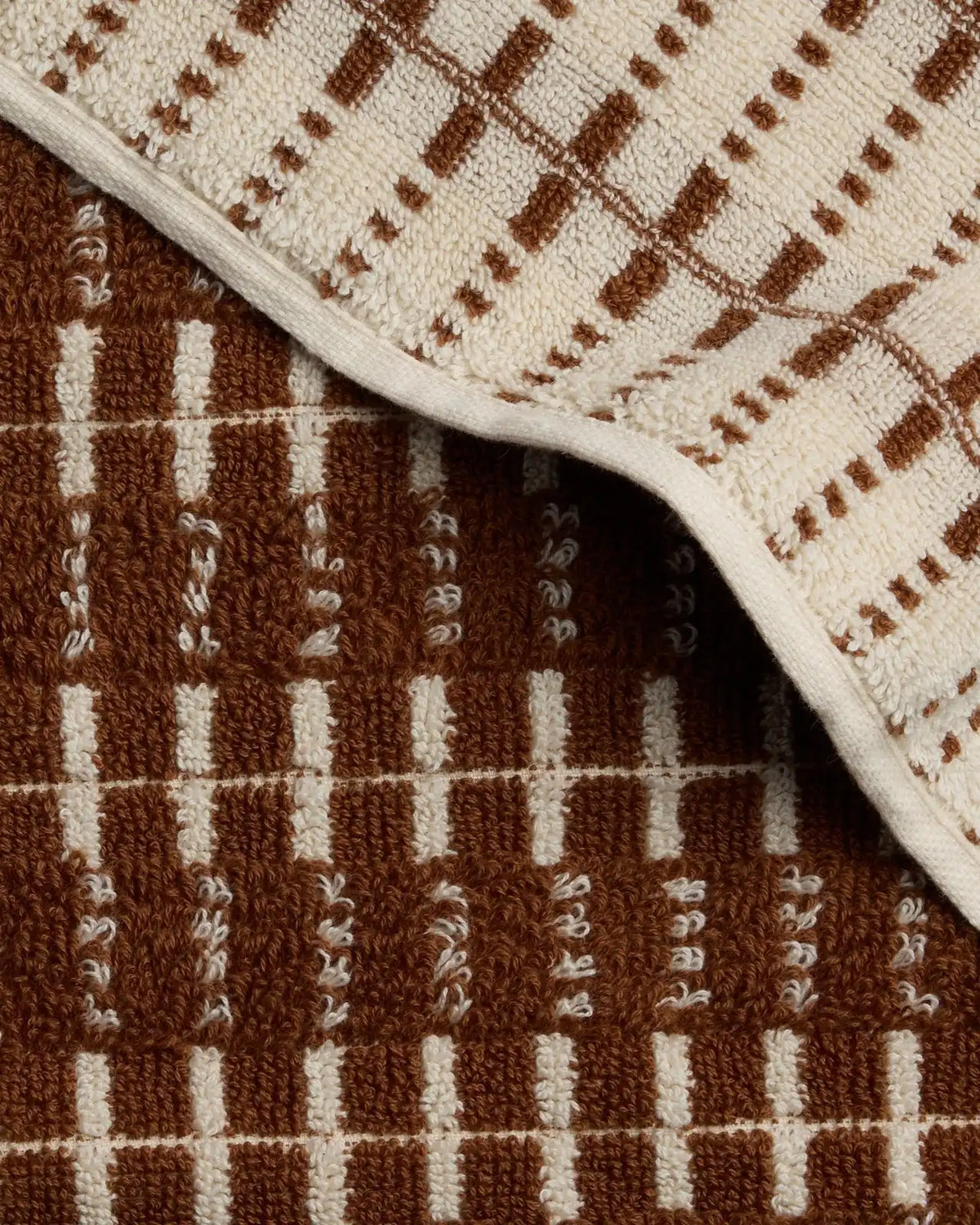Organic Ladder Stripe Towels (Tobacco and Cream)