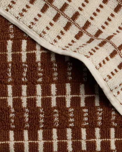 Organic Ladder Stripe Towels (Tobacco and Cream)