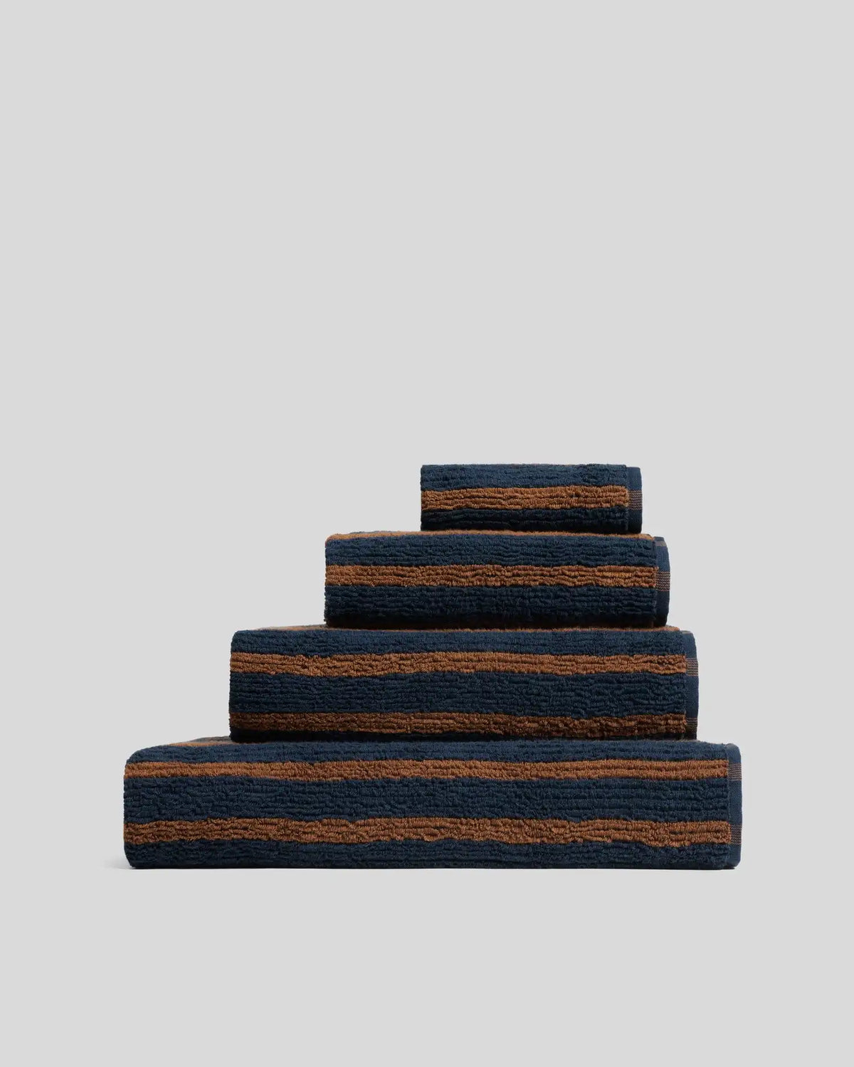 Organic Resort Stripe Towels (Ink with Tobacco)