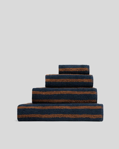 Organic Resort Stripe Towels (Ink with Tobacco)