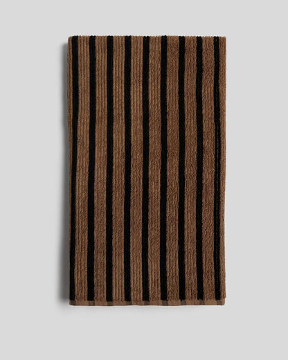 Organic Resort Stripe Towels (Camel with Soft Black)
