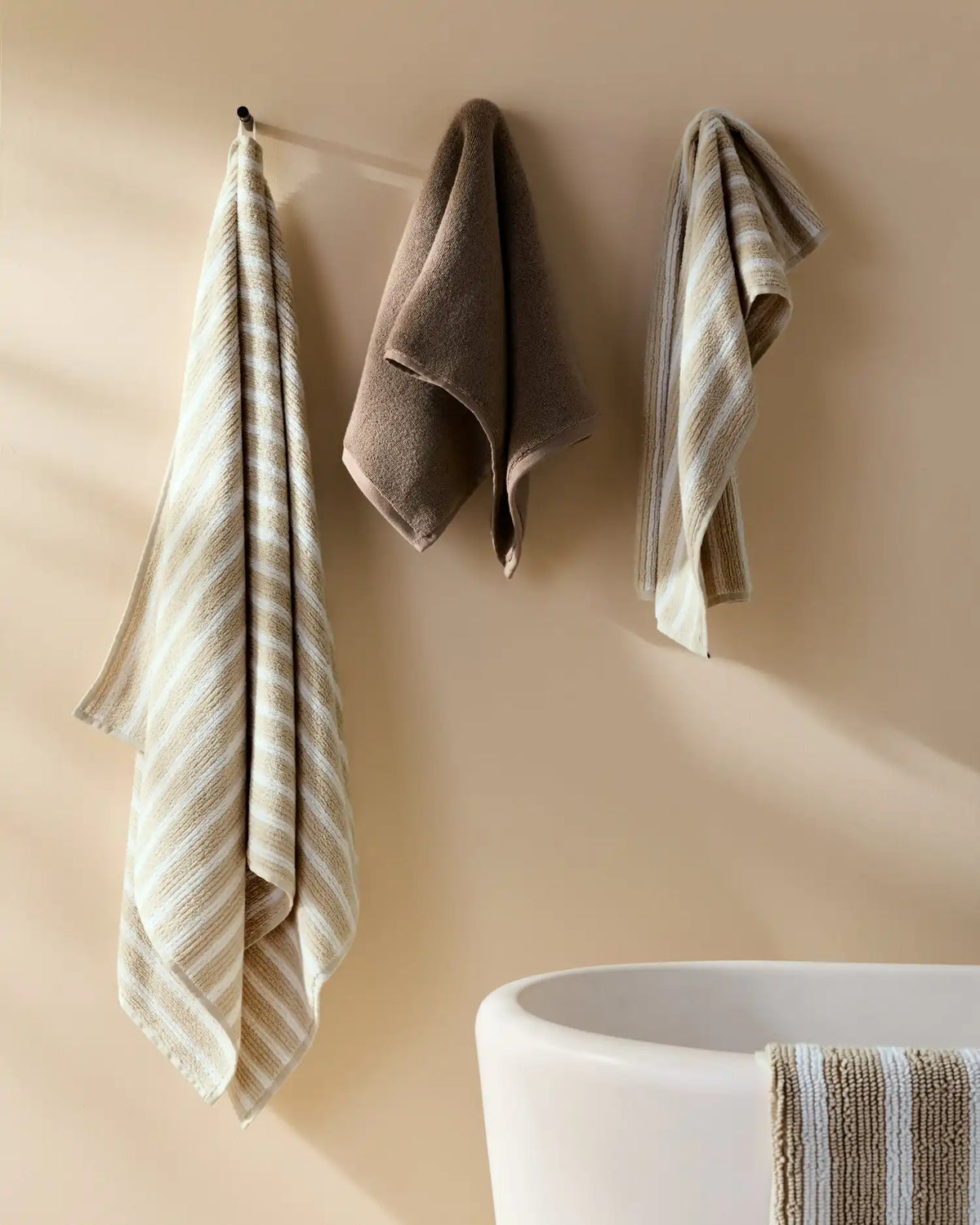 Organic Resort Stripe Towels (Bone with White)