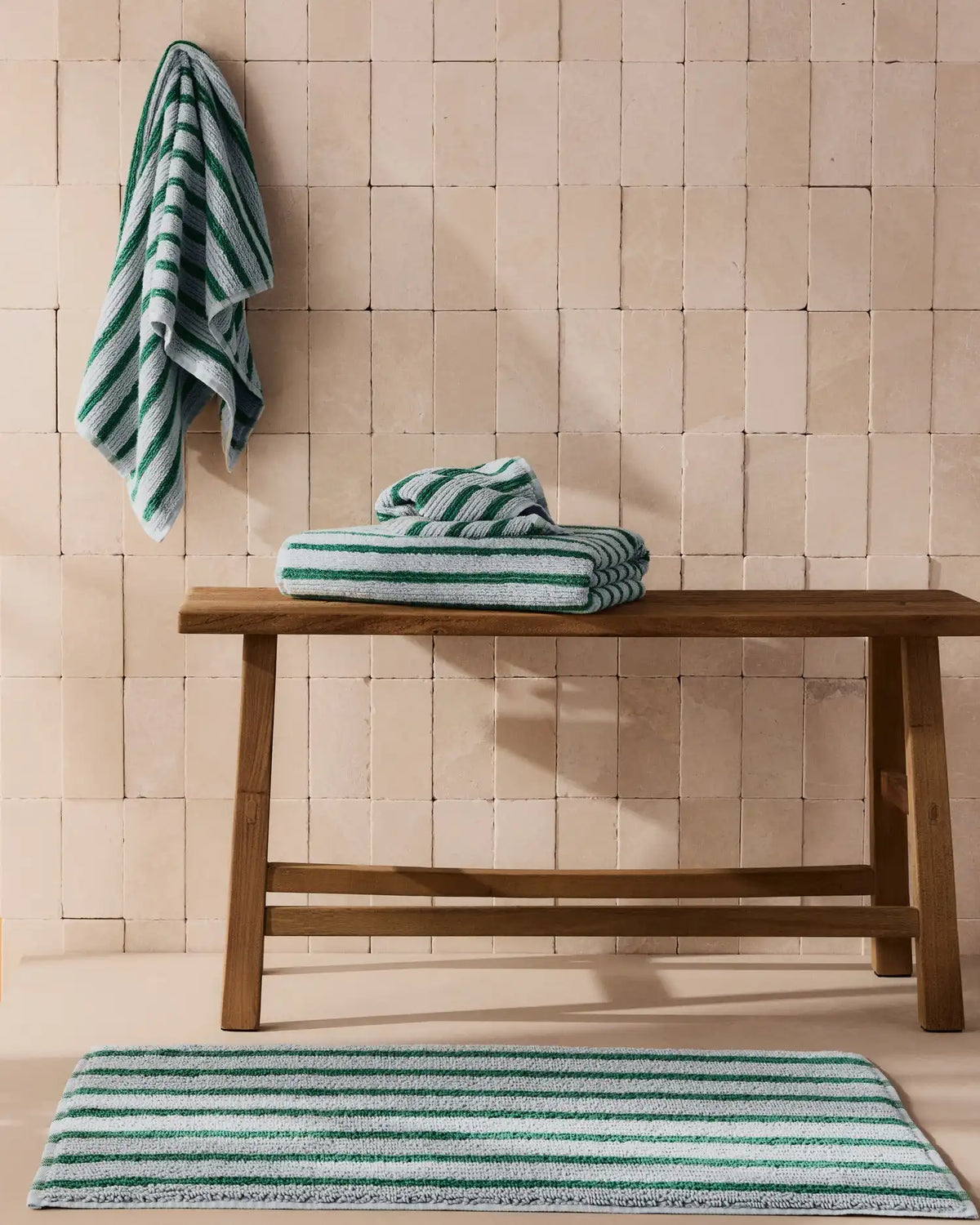 4+4 Organic Resort Stripe Bath Bundle - Sky with Malachite