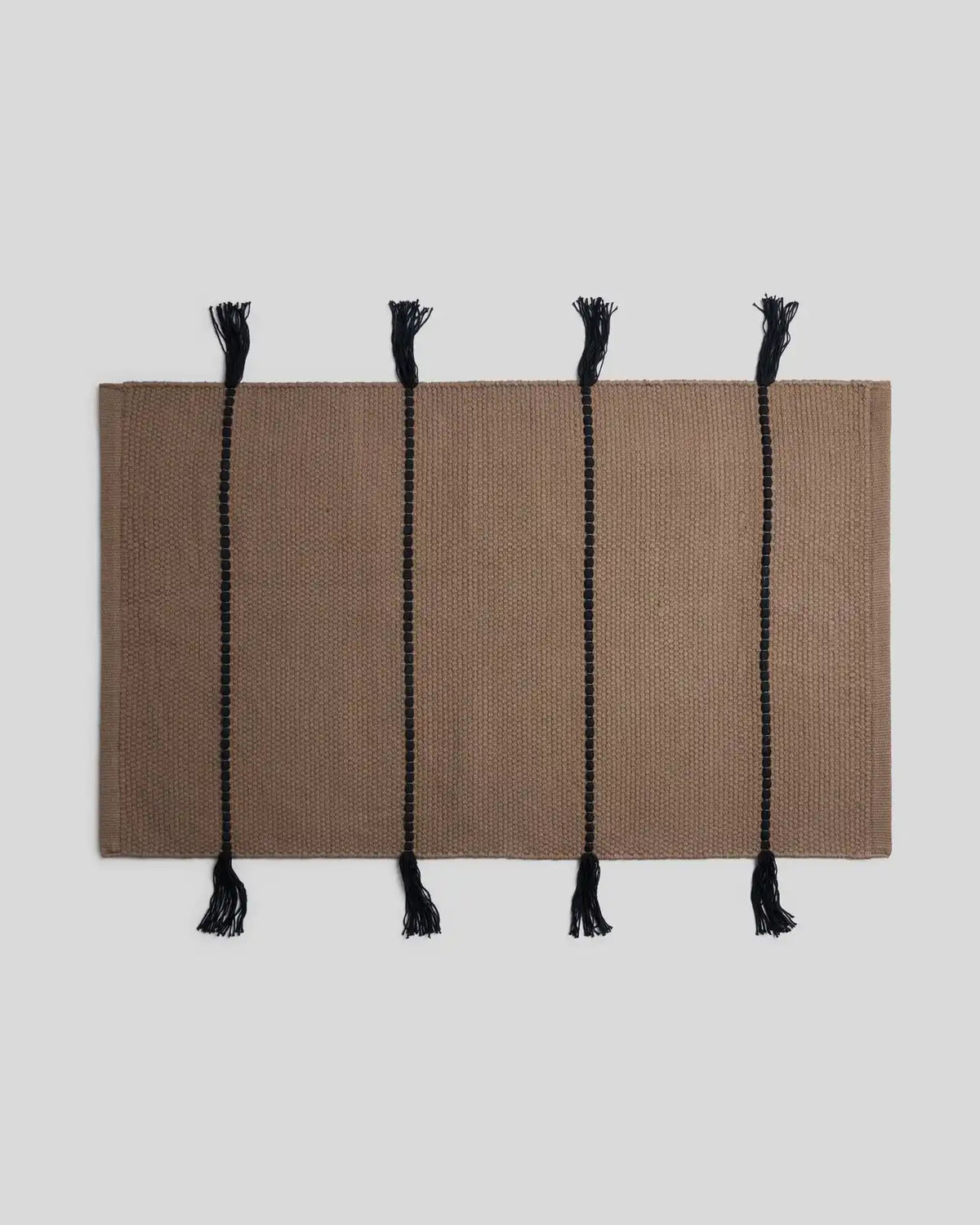Organic Tassel Bath Rug (Warm Grey and Soft Black)