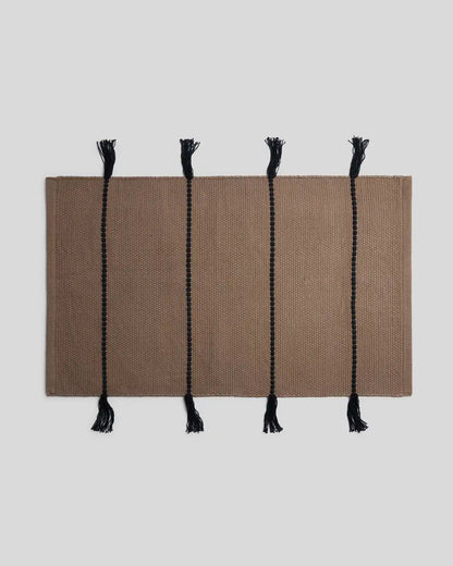 Organic Tassel Bath Rug (Warm Grey and Soft Black)