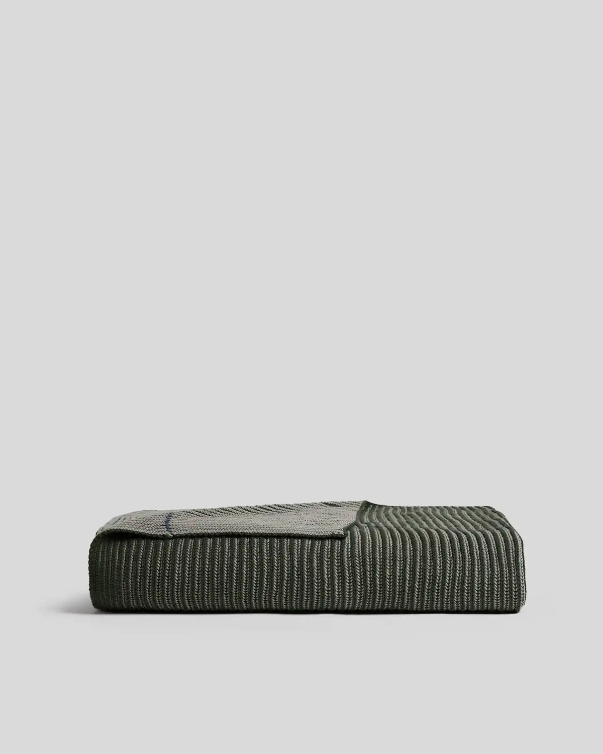 Organic Two Tone Rib Knit Throw (Moss and Evergreen)