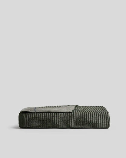 Organic Two Tone Rib Knit Throw (Moss and Evergreen)