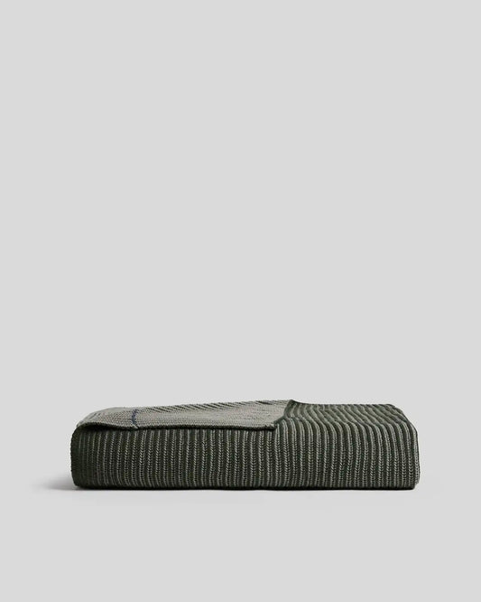Organic Two Tone Rib Knit Throw (Moss and Evergreen)