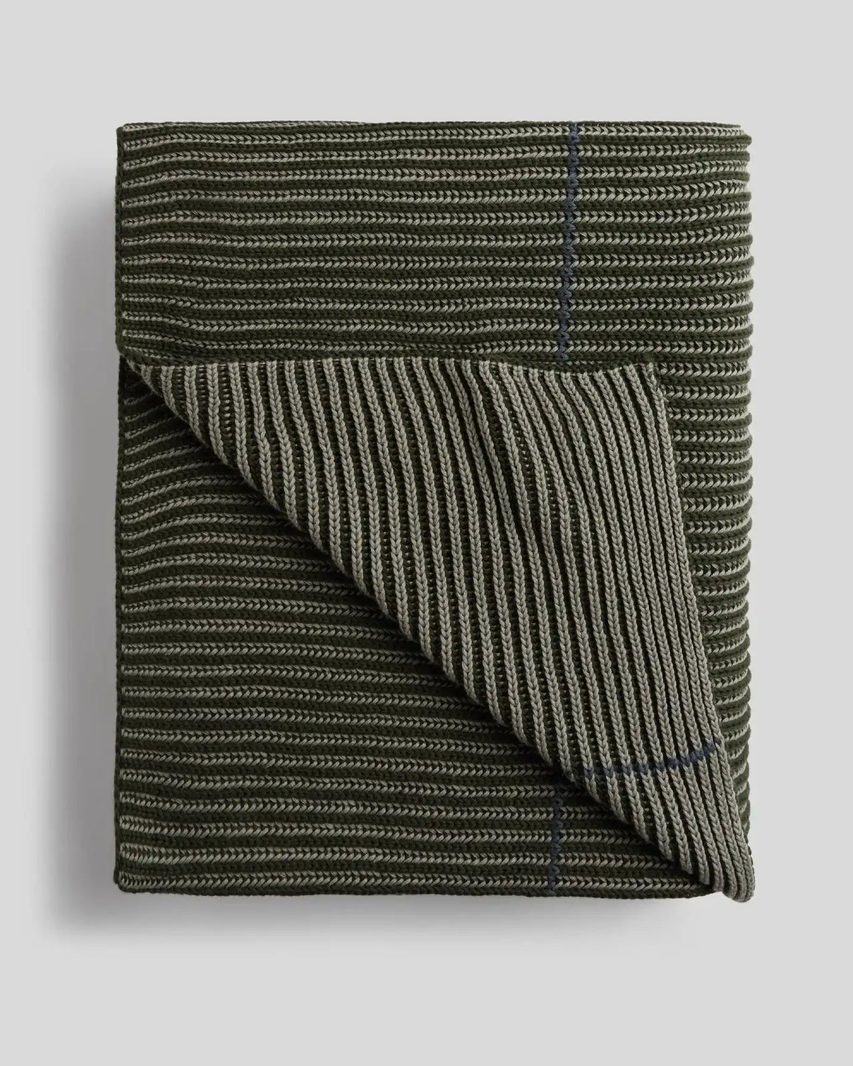 Organic Two Tone Rib Knit Throw (Moss and Evergreen)