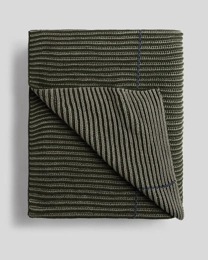 Organic Two Tone Rib Knit Throw (Moss and Evergreen)