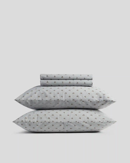 Overdyed Vintage Print Sheet Set - F/Q Sky