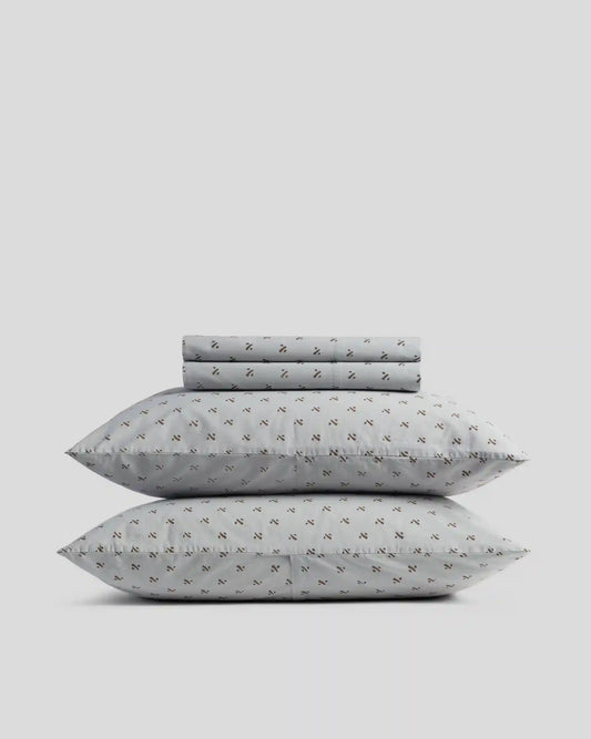 Overdyed Vintage Print Sheet Set - F/Q Sky